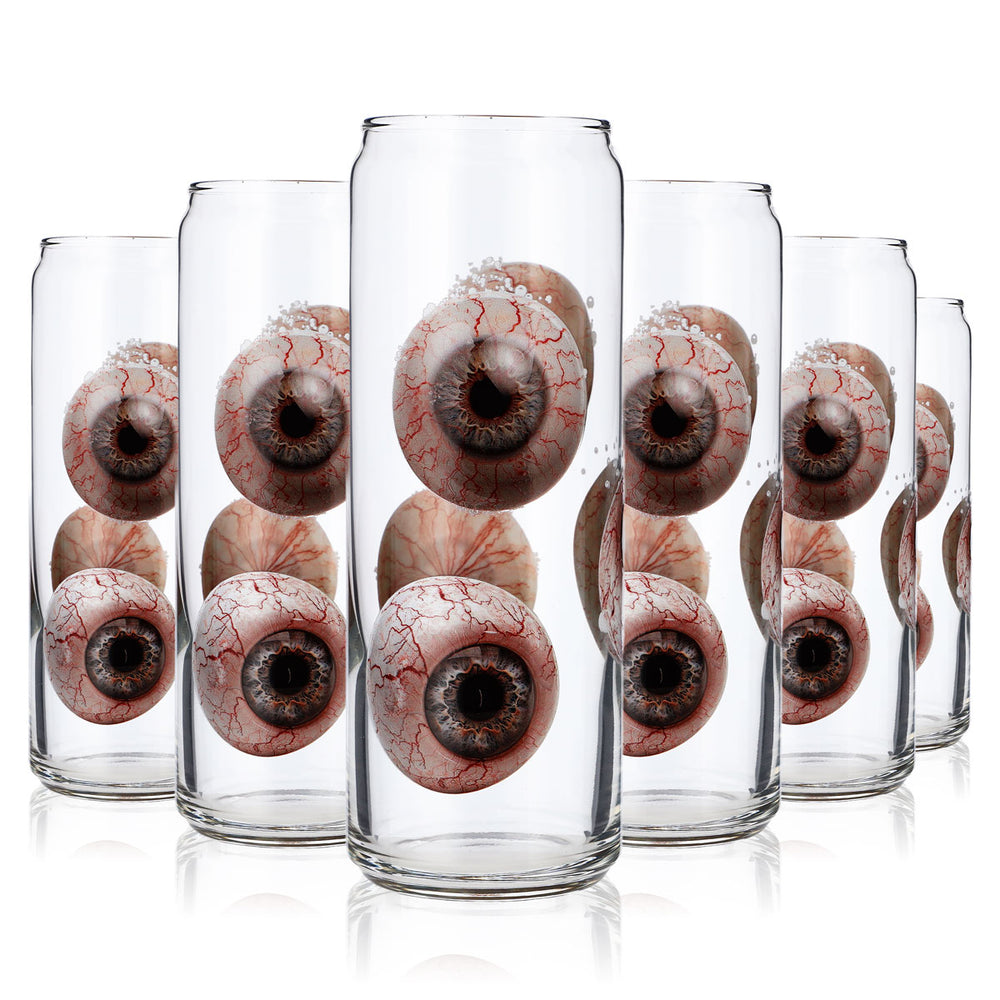 6x Sipply Trinkglas mit Halloween-Motiv Augen als UV-Druck Can Glass 370ml