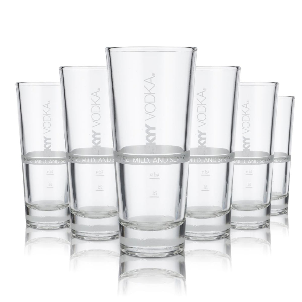 6x Skyy Vodka Glas 0,3l Longdrinkglas Cocktailglas Mild und Sexy Gläser Set