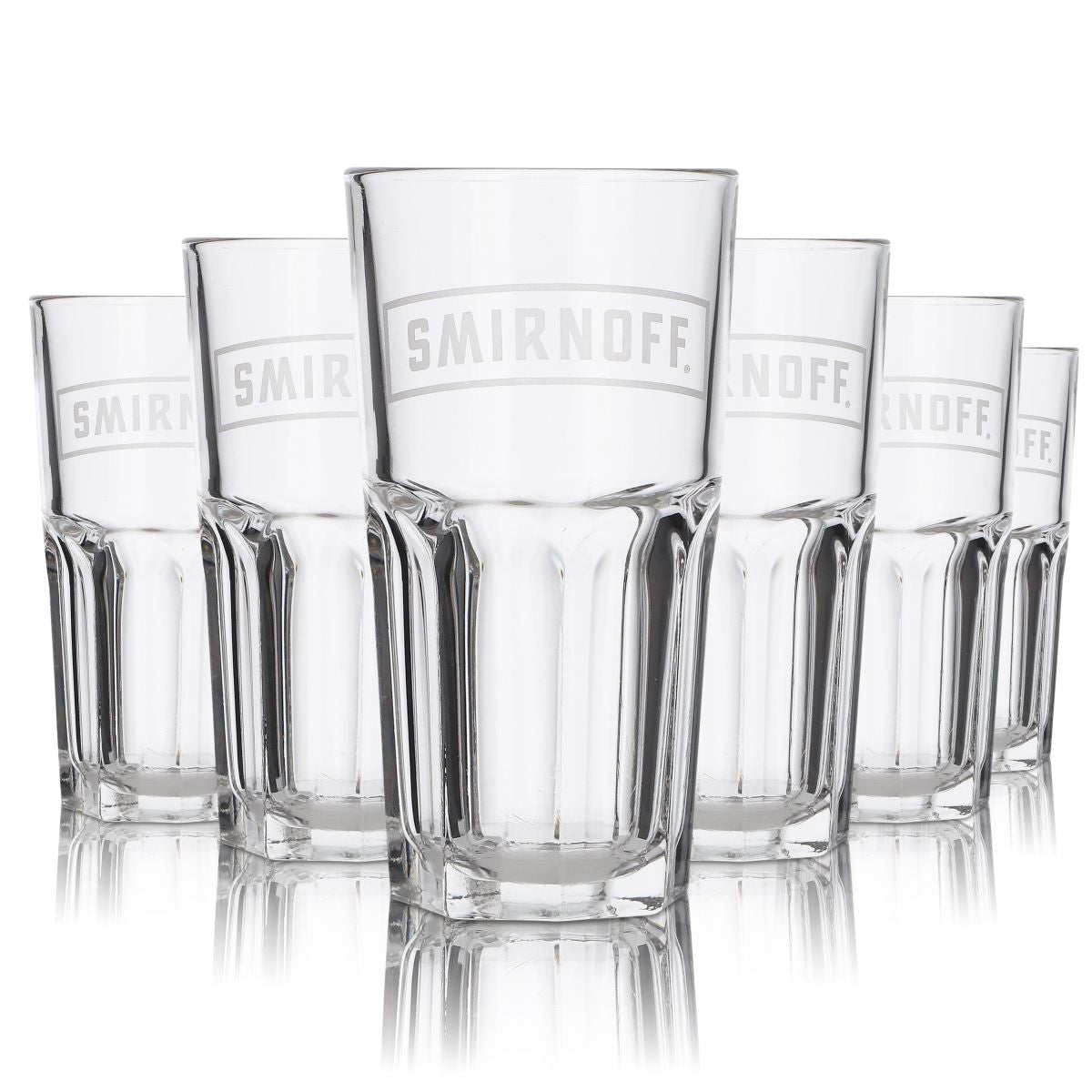 6x Smirnoff Glas 0,3l Longdrink Cocktail Aperitif Gläser Set Konturglas Gastro