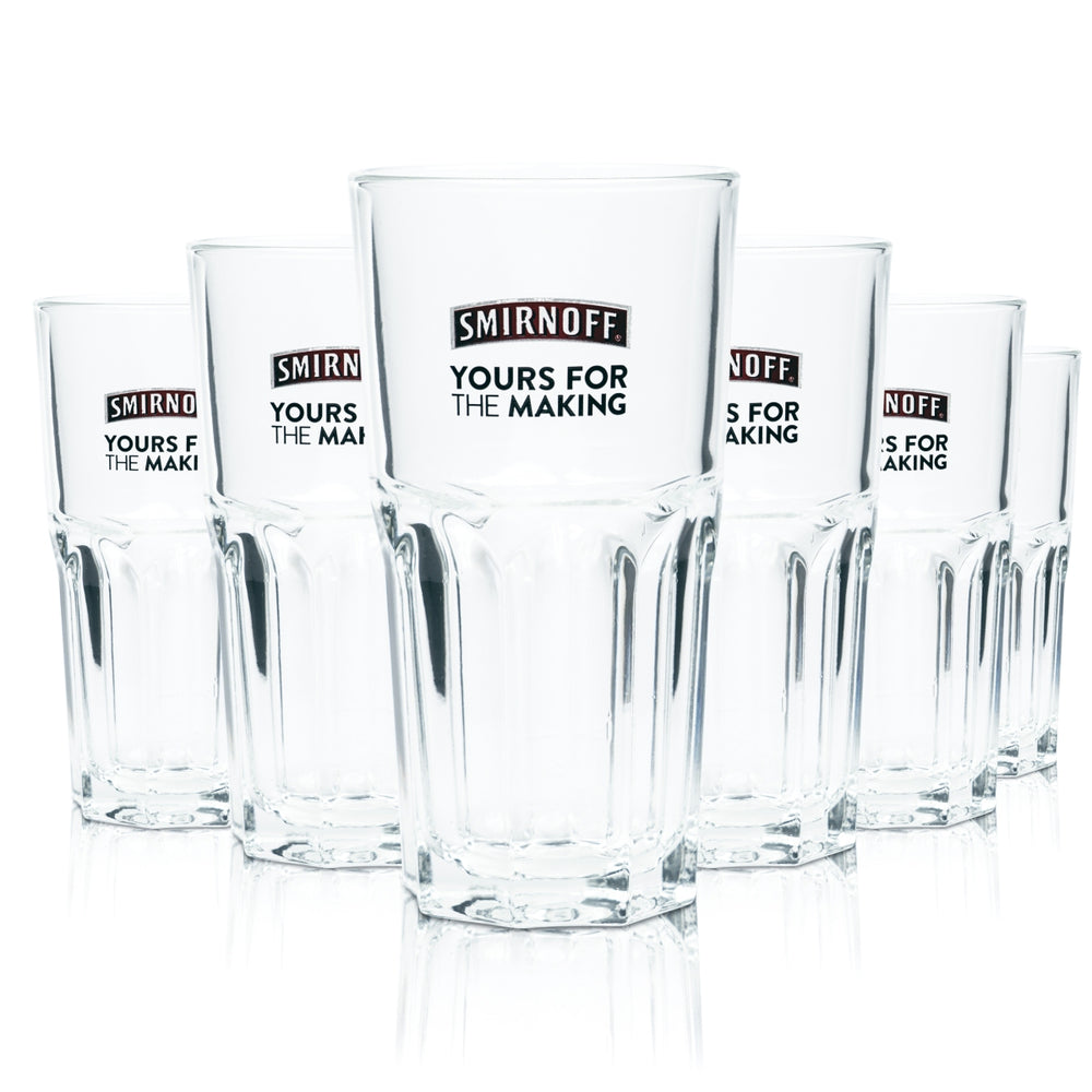6x Smirnoff Vodka Glas 0,3l Longdrinkglas Relief Yours For The Making Gläser Bar