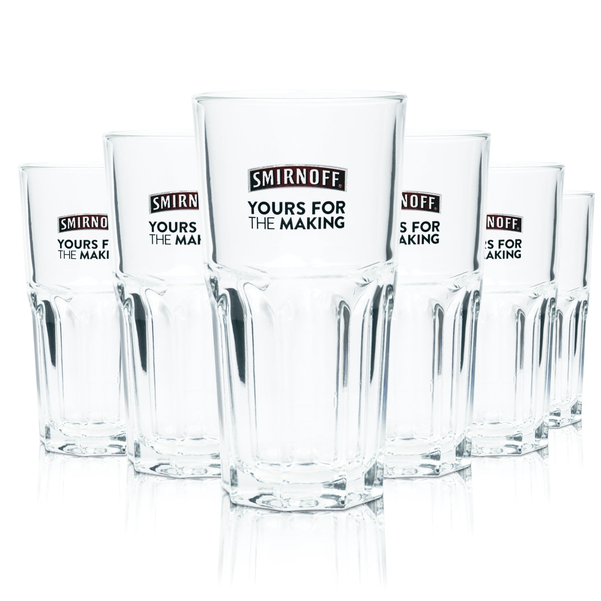 6x Smirnoff Vodka Glas 0,3l Longdrinkglas Relief Yours For The Making Gläser Bar