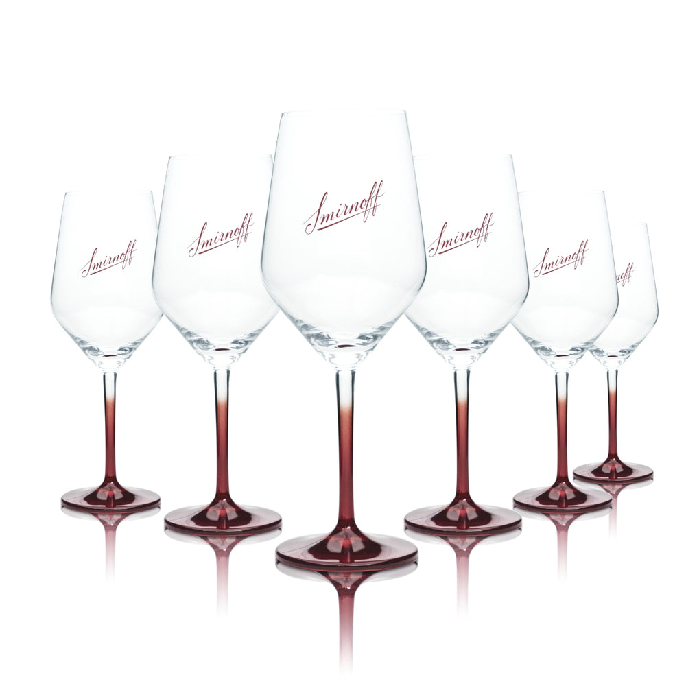6x Smirnoff Vodka Glas 0,4l Kelch Cocktail Longdrink Wein Gläser Bar Kneipe