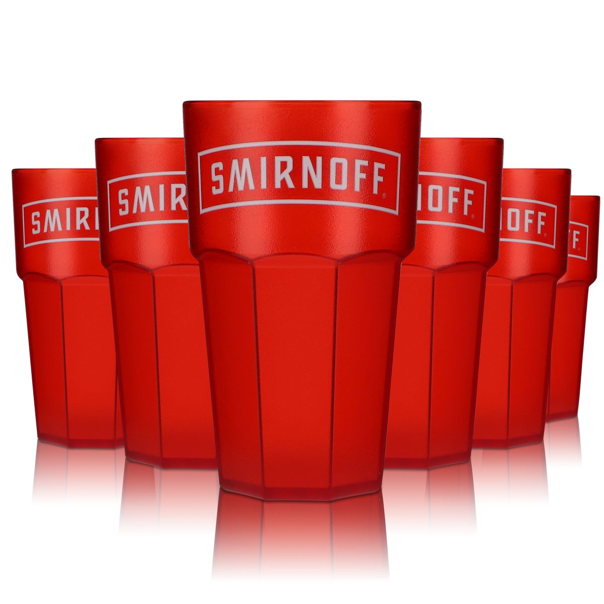 6x Smirnoff Vodka Gläser Acryl Kunststoffbecher rote Ausführung