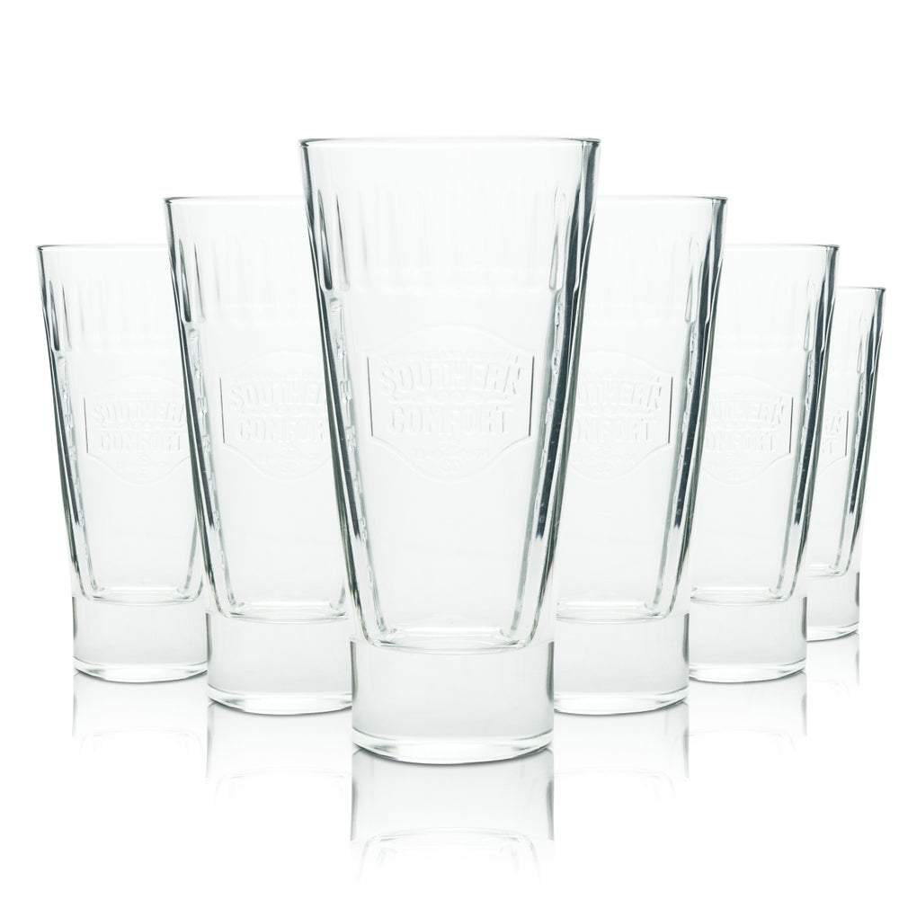 6x Southern Comfort Whiskey Glas 0,3l Longdrink Relief Cocktail Gläser Kontur