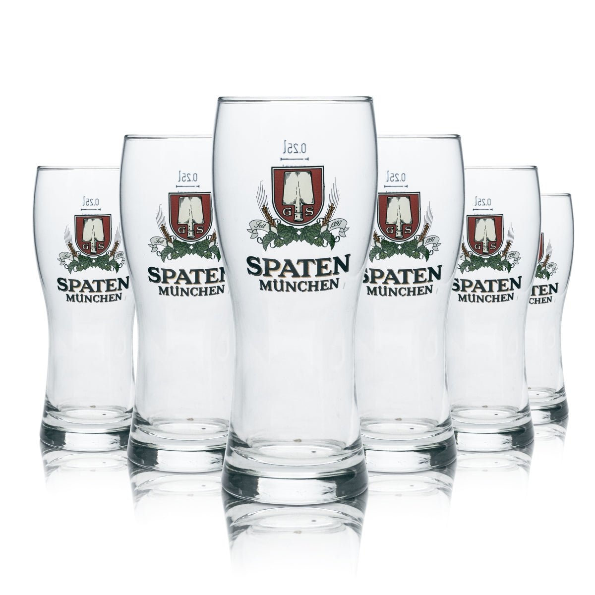 6x Spaten Bier Glas 0,25l Becher Pokal Gläser Bayern München Gastro Brauerei Bar