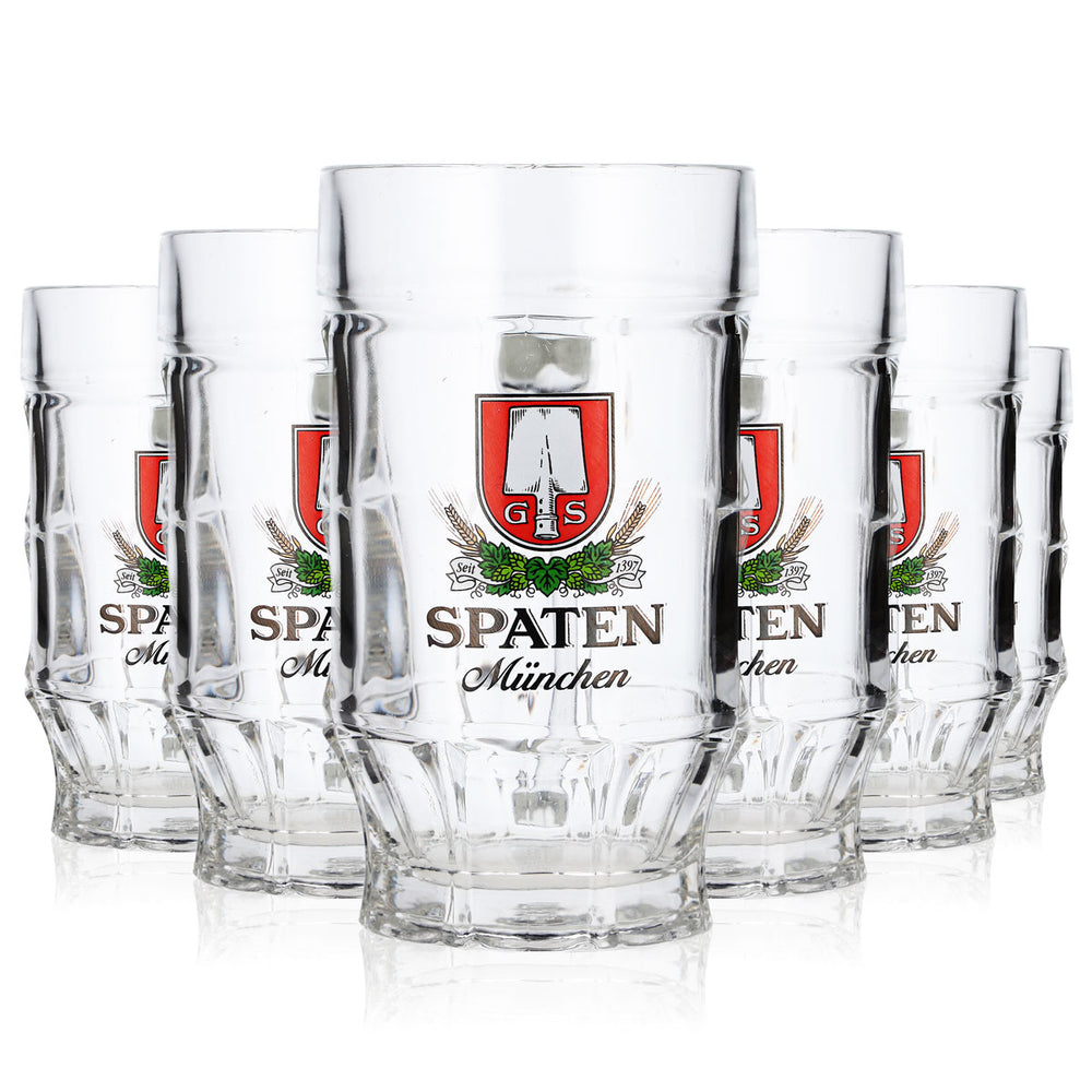 6x Spaten Bier Glas 0,3l Bierkrug Bierseidel Bierhumpen Kontur München B-WARE