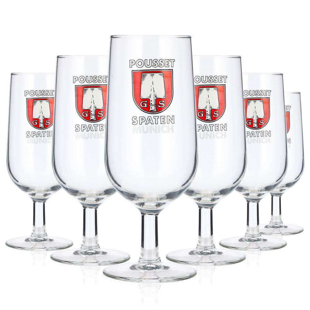 6x Spaten Bier Glas 0,3l Pokal "Pousset Spaten Munich"