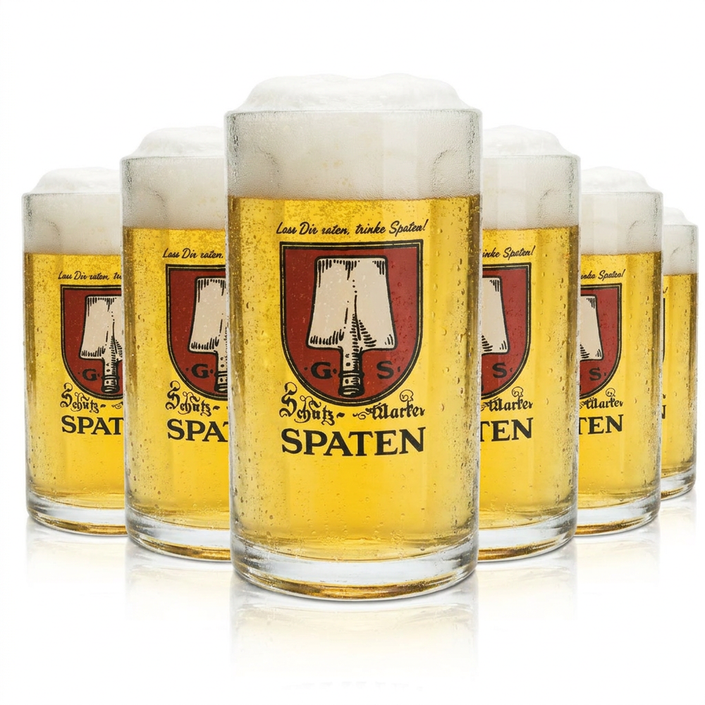 6x Spaten Bierglas 0,5l Bierkrug Gläser Brauerei Bayern Biergarten Münchner Hell