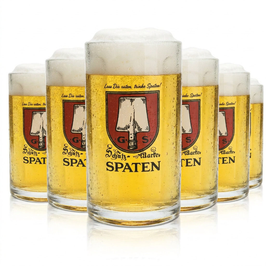 6x Spaten Bierglas 0,5l Bierkrug Gläser Brauerei Bayern Biergarten Münchner Hell