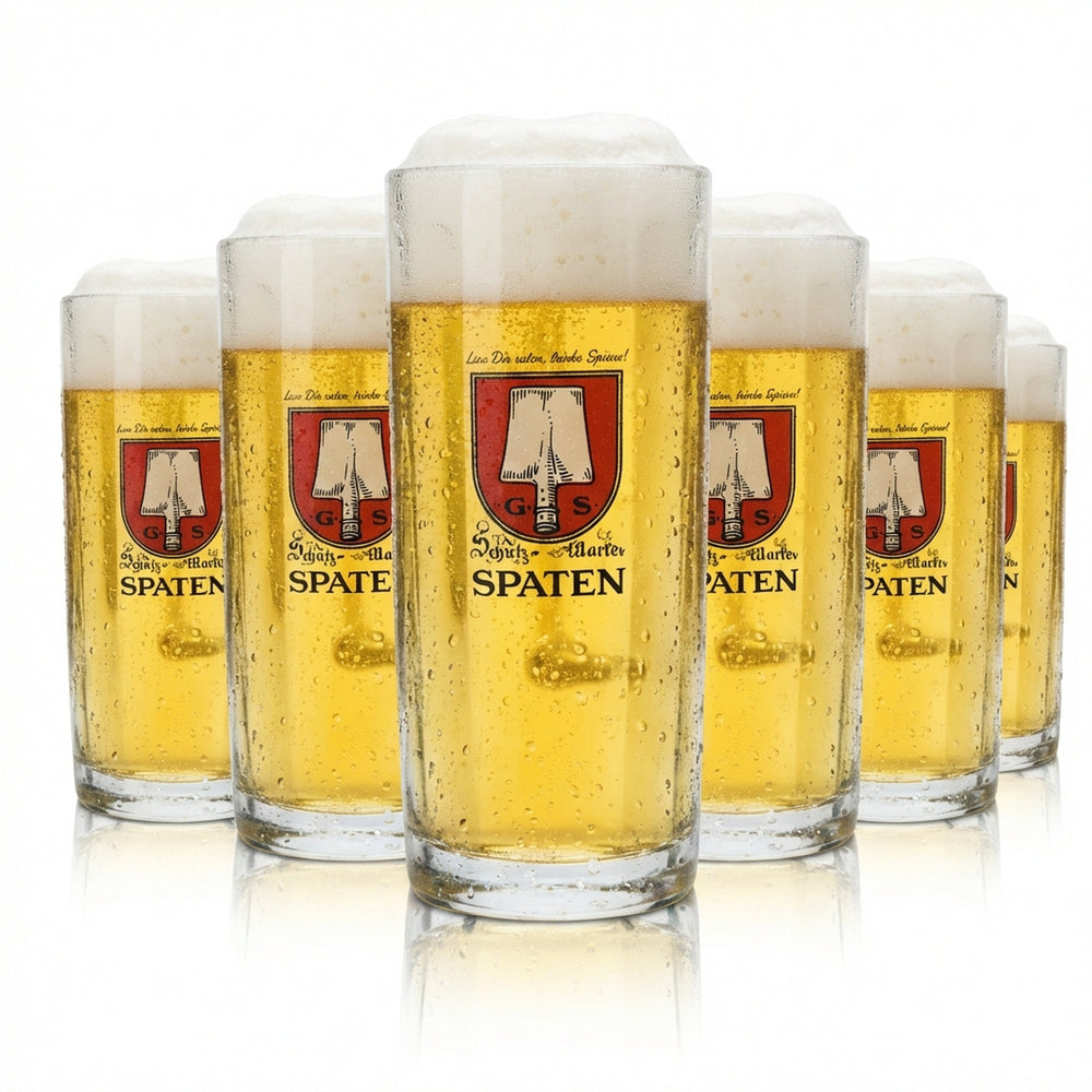 6x Spaten Glas 0,5l Bier Krug Humpen Seidel Kontur Relief Gläser Bayern Gastro