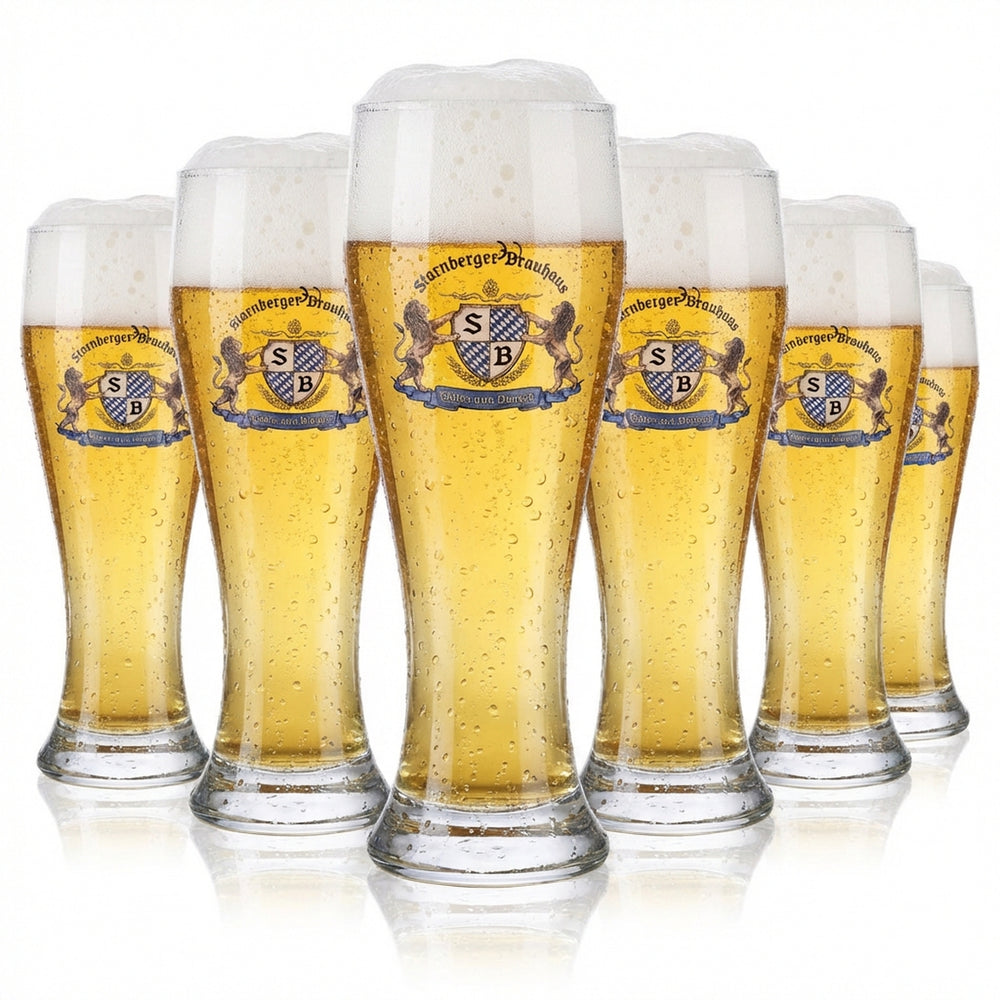 6x Starnberger Brauhaus Bierglas Gläser Glas Biergläser 0,3l Weißbierglas