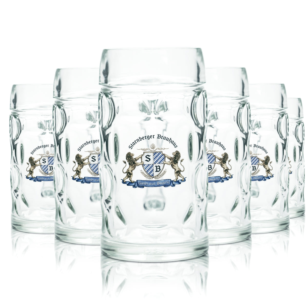 6x Starnberger Brauhaus Glas 0,5l Bier Krug Humpen Seidel Gläser Kontur Geeicht