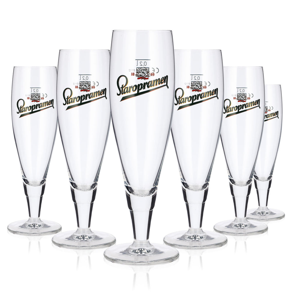 6x Staropramen Bier Glas 0,2l Pokal grünes Logo Ritzenhoff
