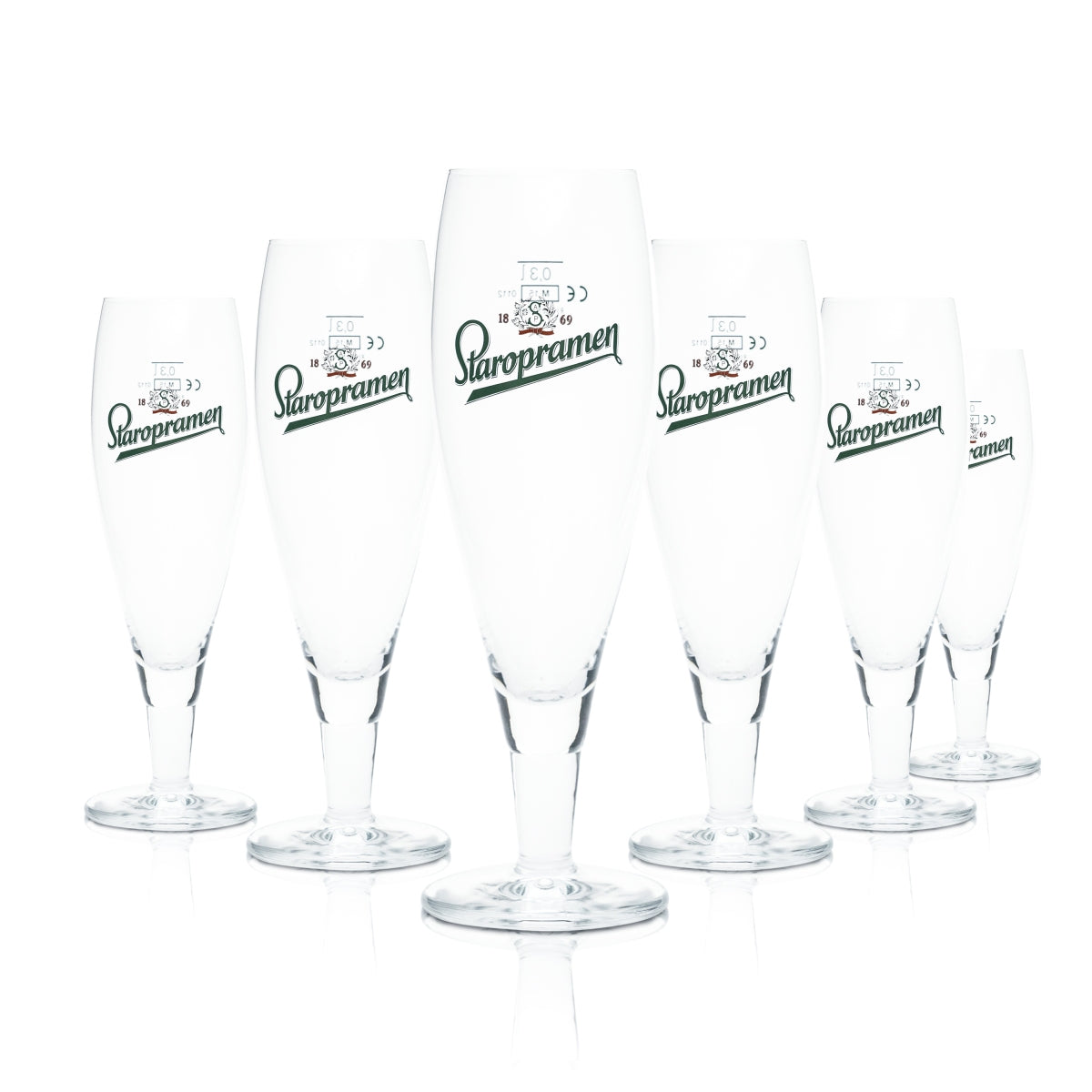 6x Staropramen Glas 0,3l Pokal Tulpe Gläser Gastro Tschechien Brauerei Pils Beer