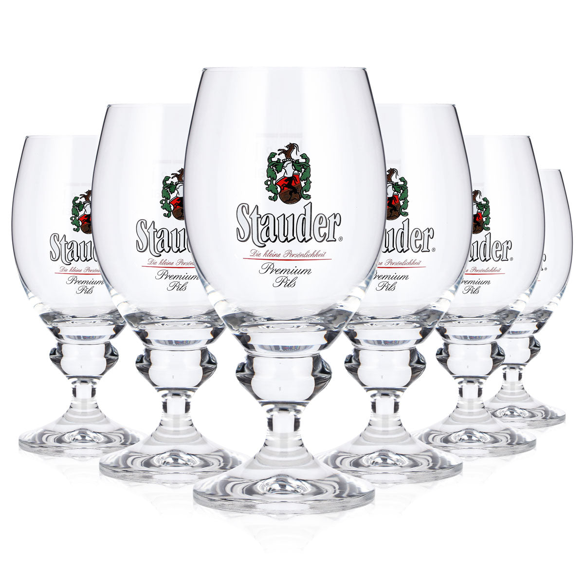 6x Stauder Bier Glas 0,2l Pokal Premium Pils Rastal
