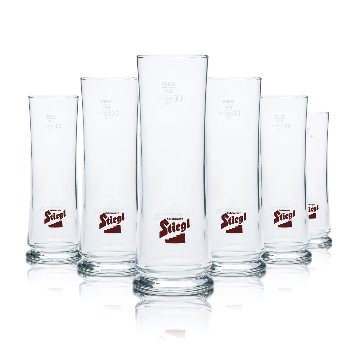 6x Stiegl Glas 0,3l Stange Pokal Becher Gläser Brauerei Österreich Goldbräu Pils