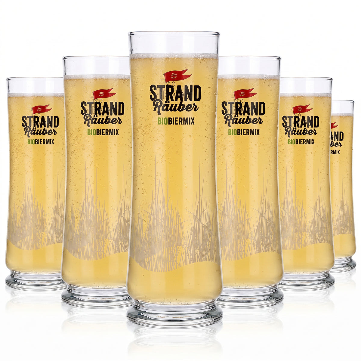 6x Störtebeker Strandräuber Glas 0,2l Bio Biermix Stange Pokalglas Eichstrich – Ansicht 2