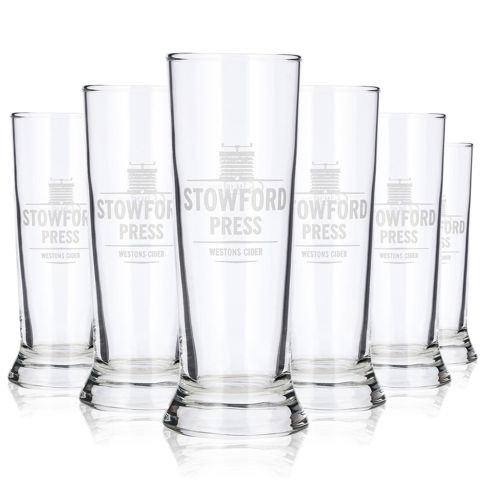 6x Stowford Cider Glas 0,1l Longdrink Sahm