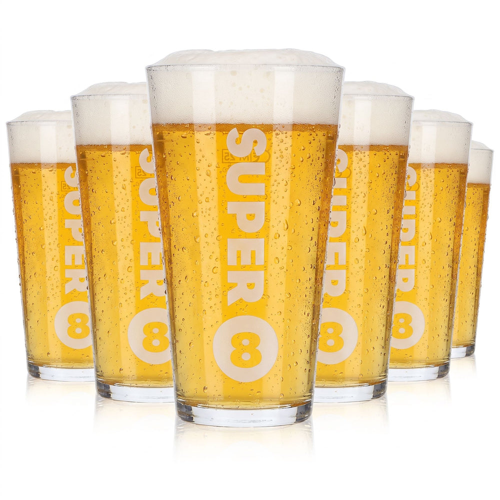 6x Super 8 Bier Glas 0,25l Becher Ayano