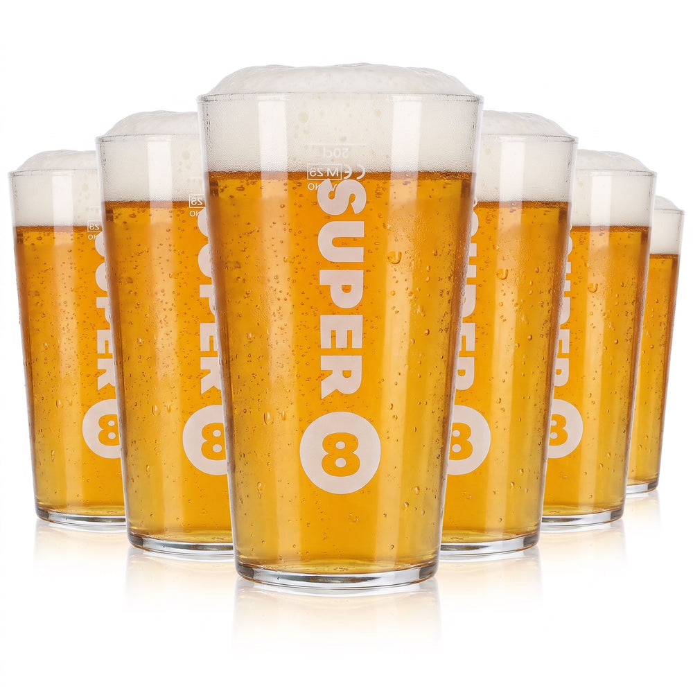 6x Super 8 Bier Glas 0,5l Becher Ayano Vivrila