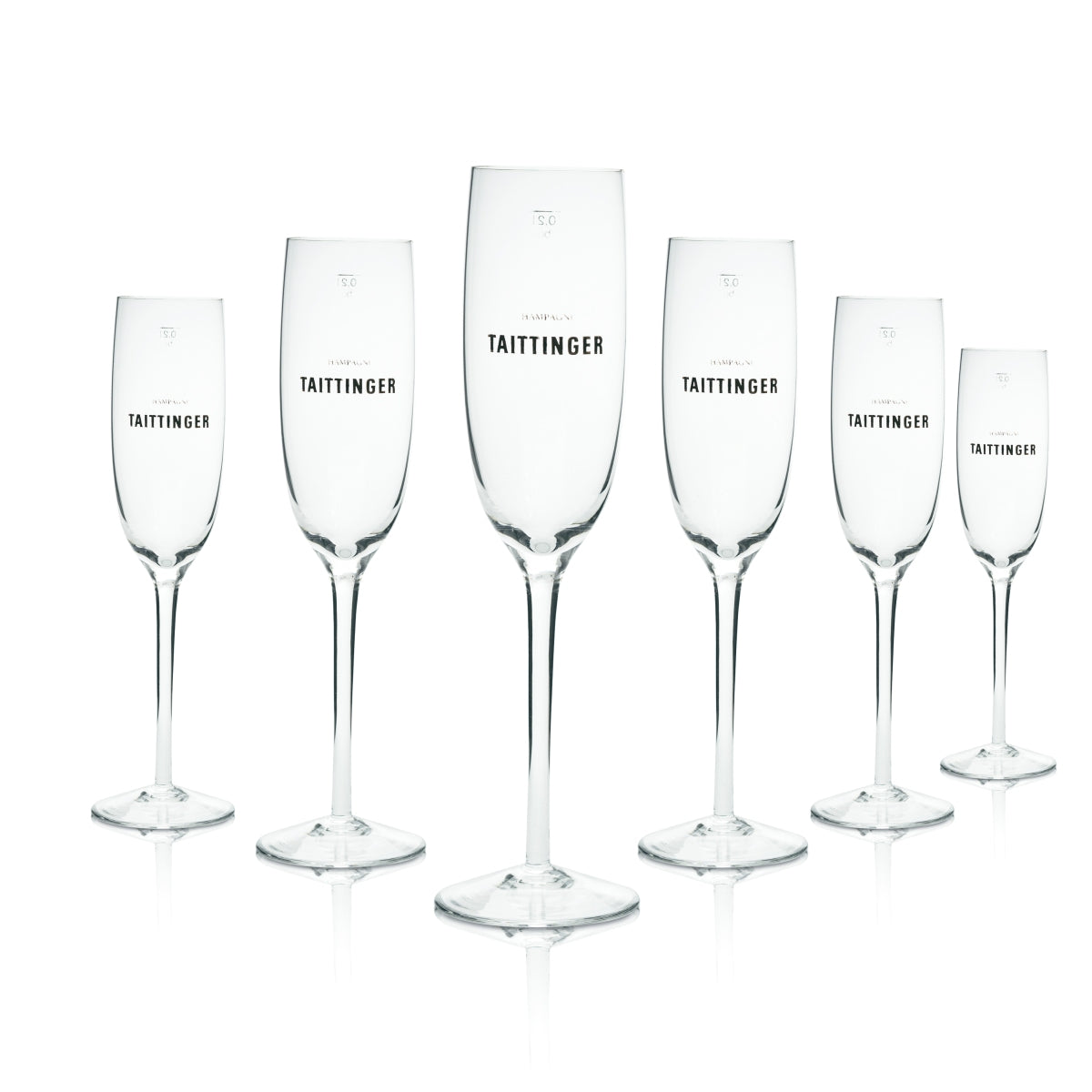 6x Taittinger Champagner Glas 0,2l Flöte Stielglas Kelch Gläser Goldrand Edel