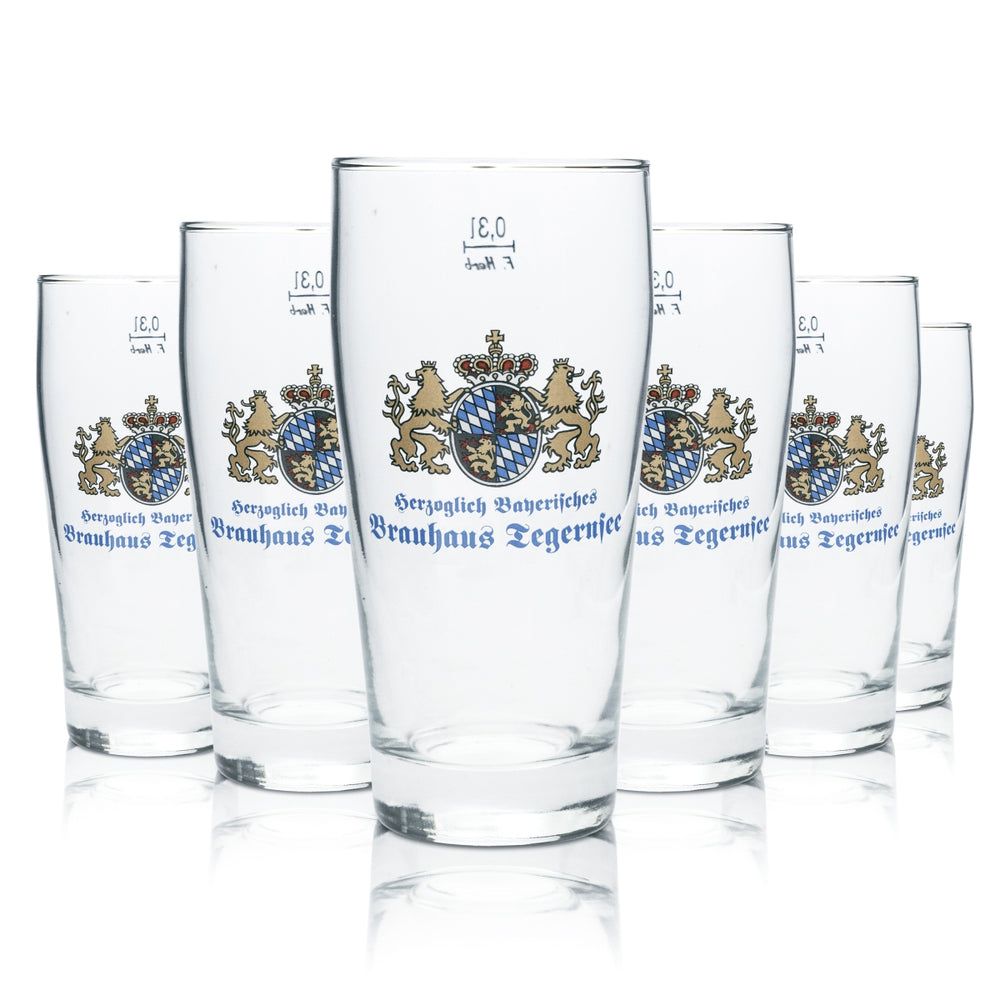 6x Tegernsee Bier Glas 0,3l Becher Gläser Brauerei Brauhaus Bayern Gastro Bar