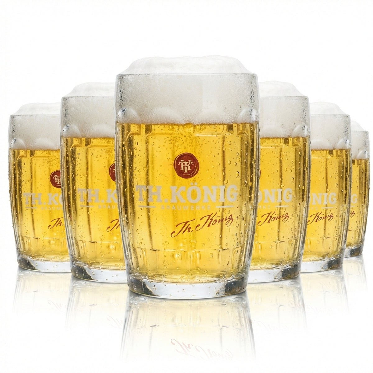 6x Theodor König Bier Glas 0,3l Krug Humpen Seidel Kontur Relief Gläser Zwickl