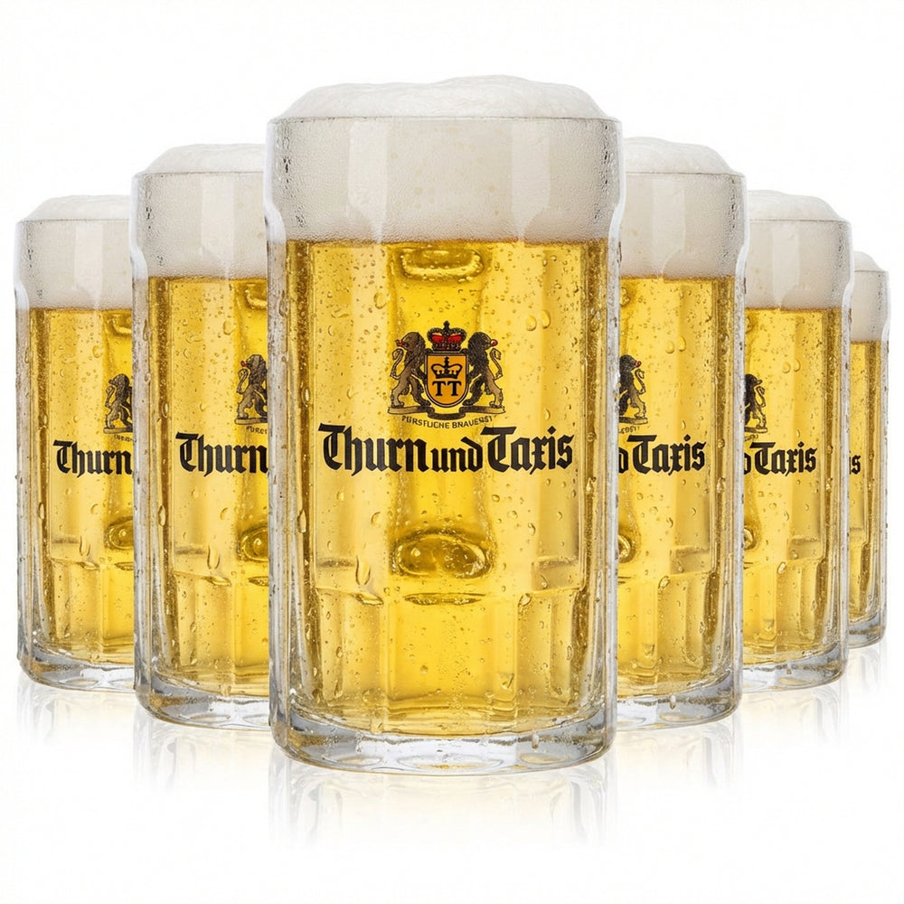 6x Thurn & Taxis Bier Glas Bierkrüge Biergläser 0,25l Bierkrug Seidel Relief