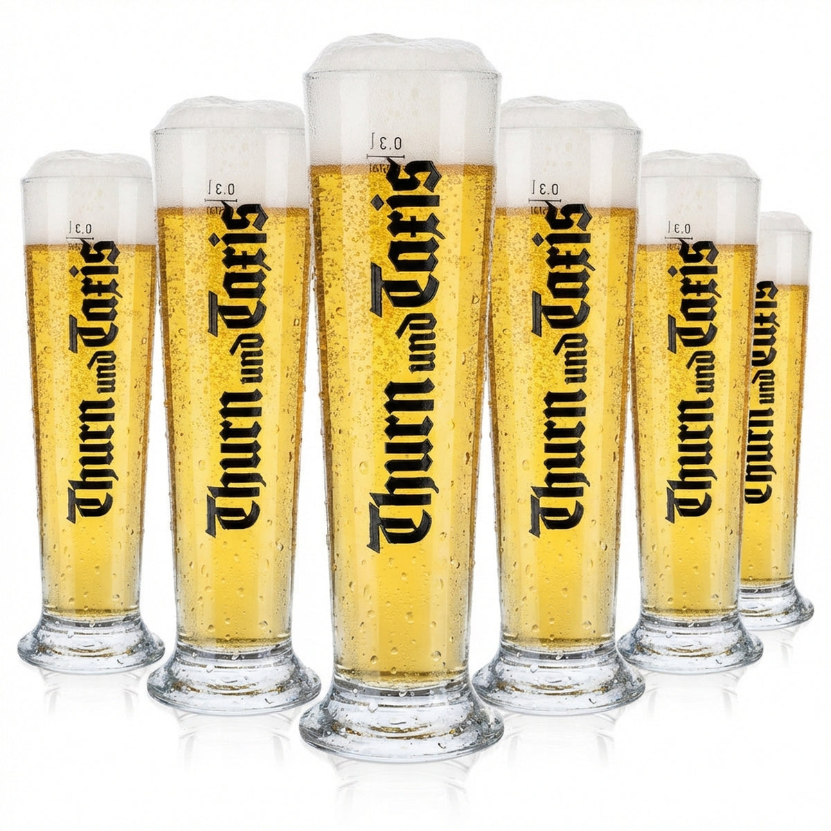 6x Thurn & Taxis Bier Glas Bierpokale 0,3l Biergläser Tuple Schriftzug vertikal