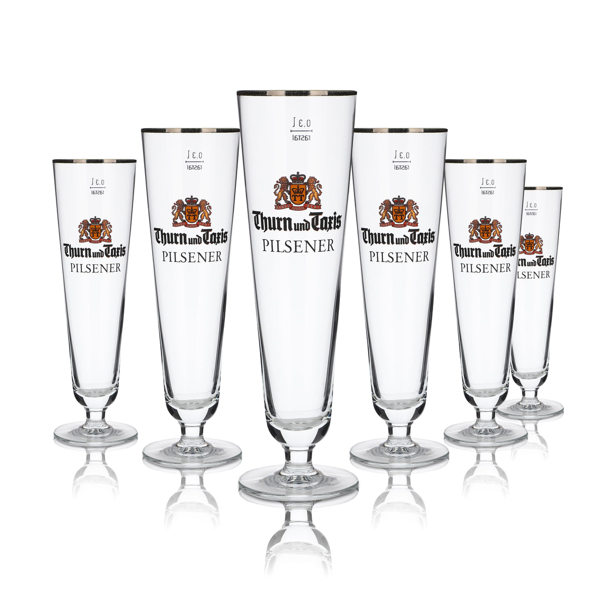 6x Thurn und Taxis Glas 0,3l Pokalglas Tulpe Biergläser Set Goldrand Brauerei – Ansicht 5