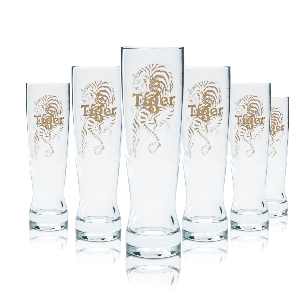 6x Tiger Glas 0,3l Bier Pokal Tulpe Gläser Geeicht Gastro Beer Singapore Asia – Ansicht 5