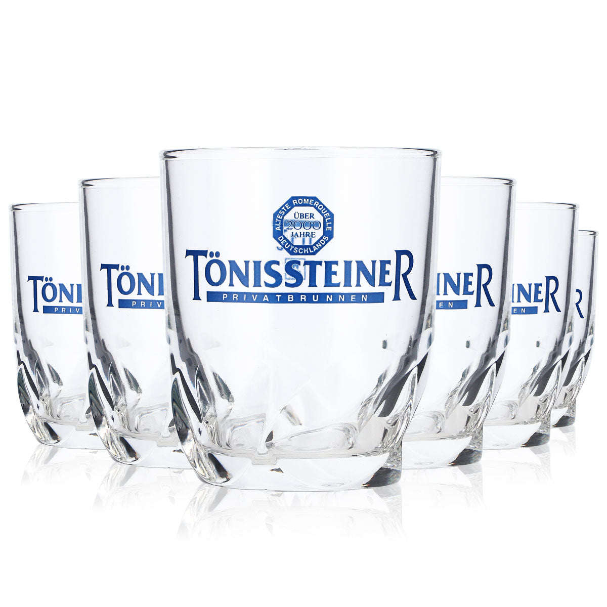 6x Tönissteiner Wasser Glas 0,1l Tumbler Wassergläser Blaues Logo – Ansicht 5