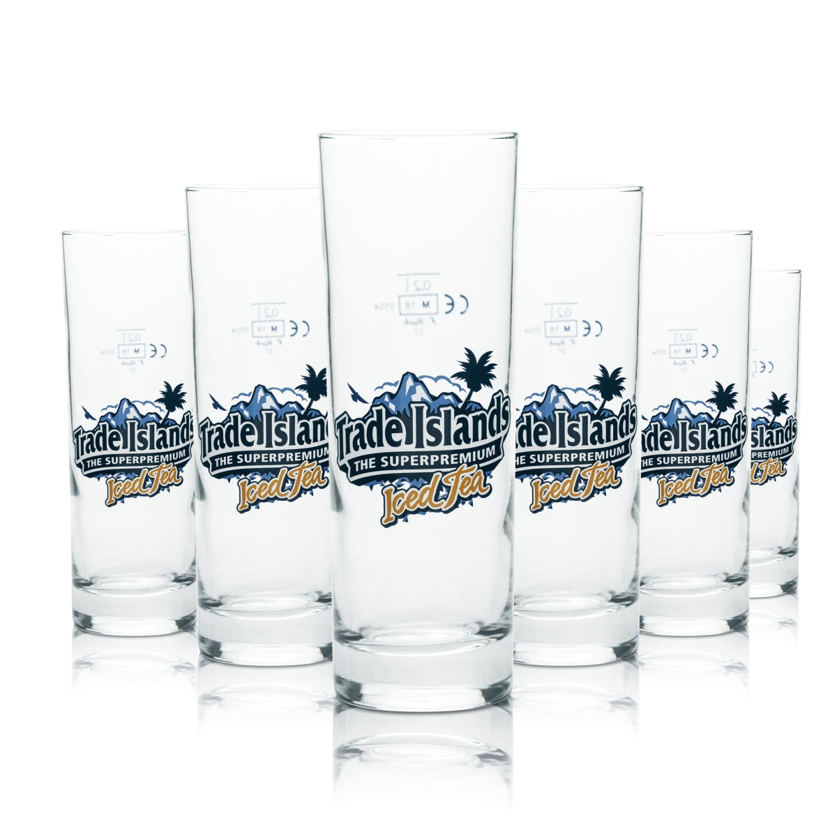 6x Trade Islands Glas 0,2l Eistee Becher Gläser Longdrink Wasser Limo Softdrink