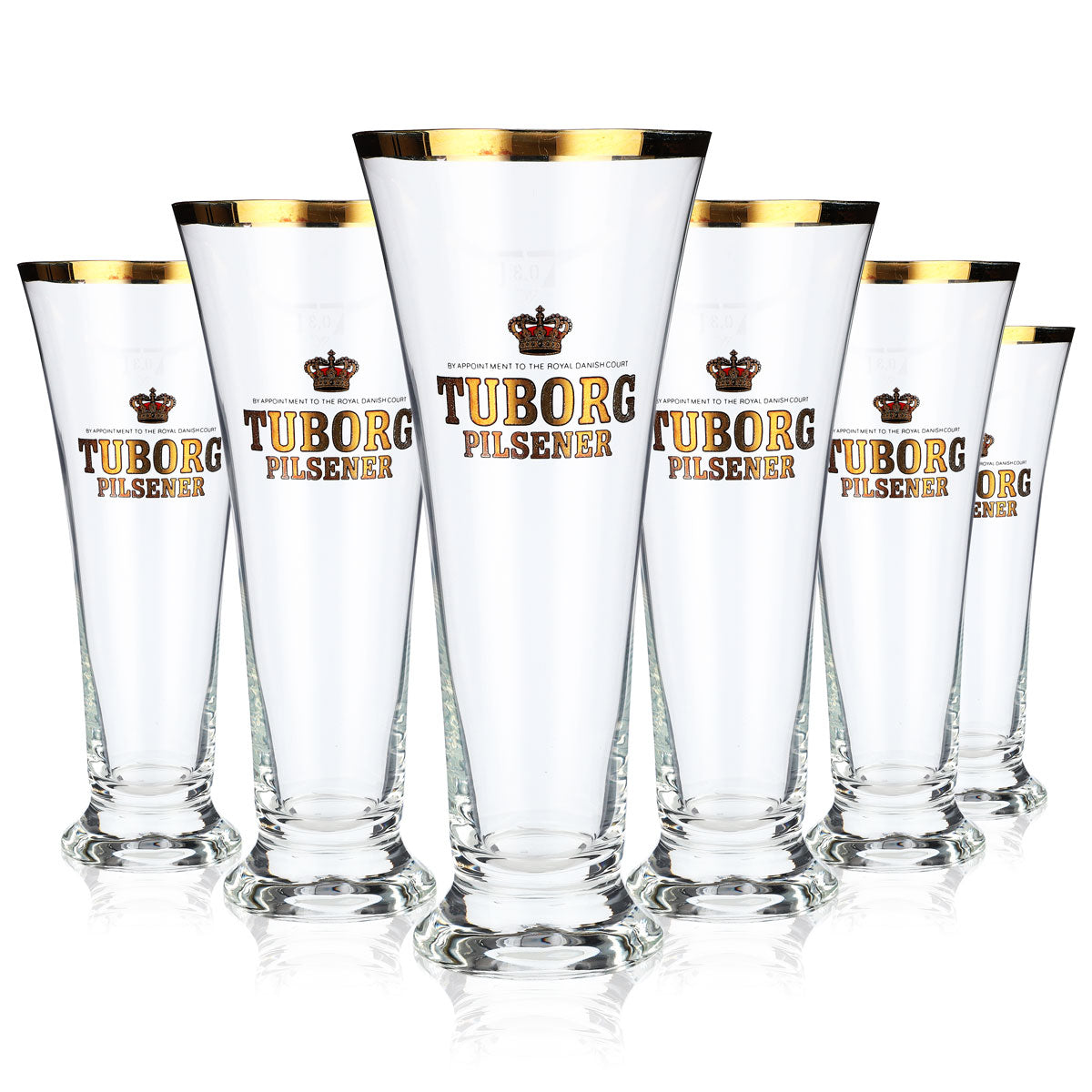 6x Tuborg Bierglas 0,3l Biergläser Tulpengläser Pokal Goldrand – Ansicht 5