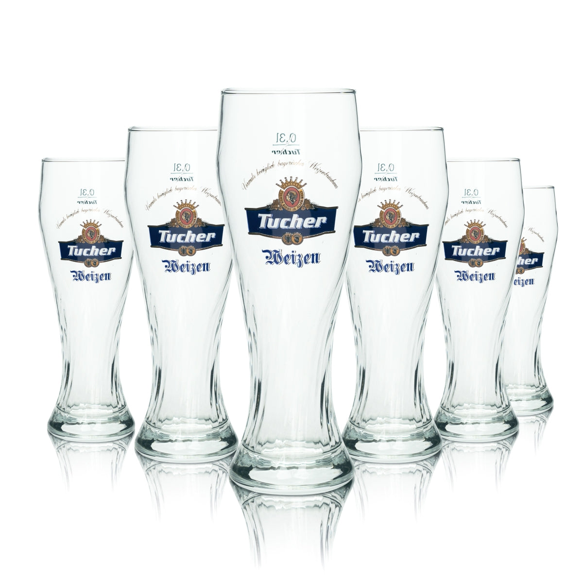 6x Tucher Bier Glas 0,3l Weizen Sahm Gläser Hefe Weißbier Humpen Relief Brauer