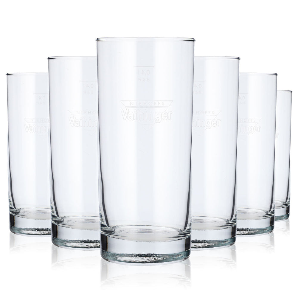 6x Vaihinger Saft Glas Becher 0,4l Logo Niehoffs Vaihinger (6er Set)