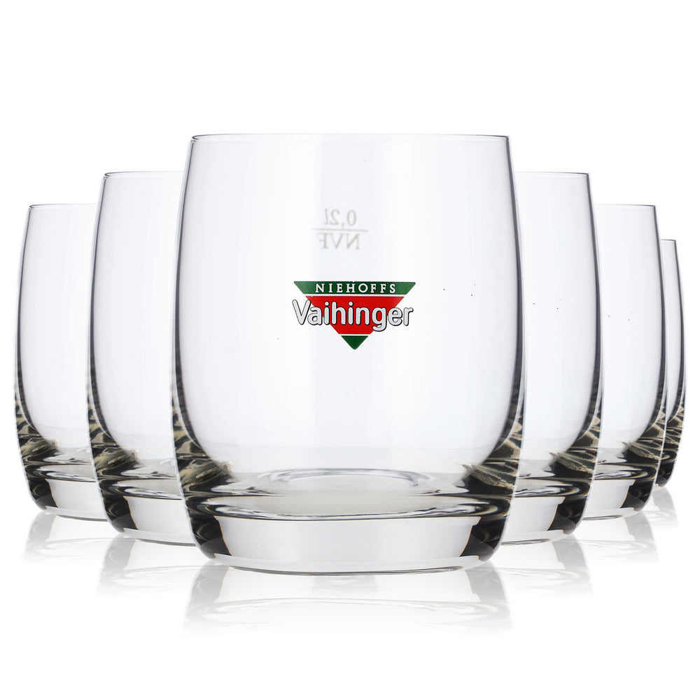6x Vaihinger Saft Glas Tumbler 0,2l Farbiges Logo Bistro Becher NVF (6er Set)