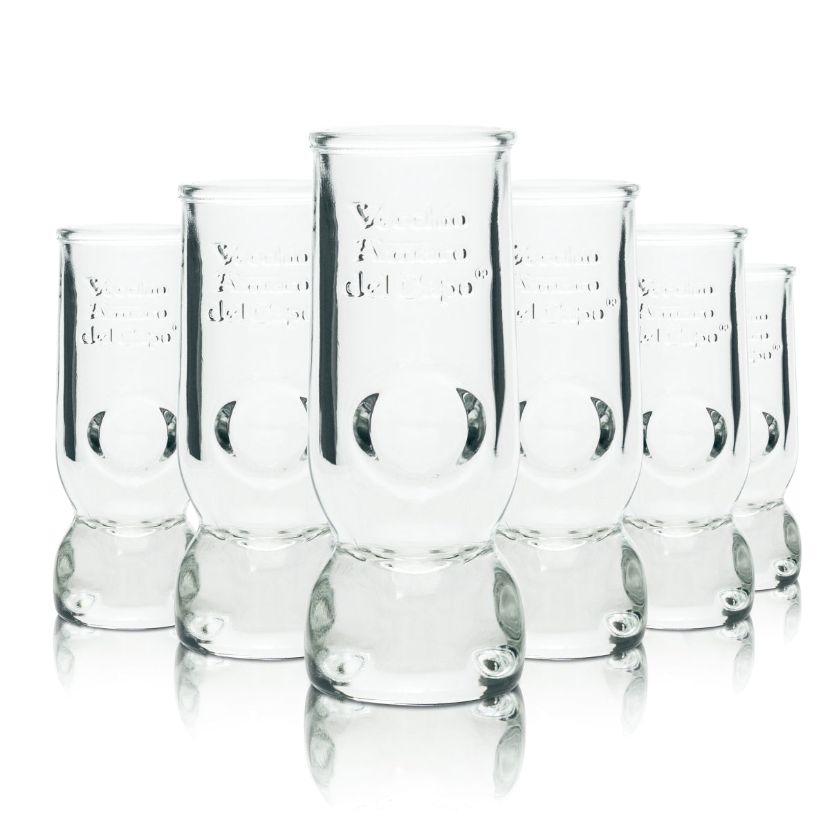 6x Veccio Amaro del Capo Glas 4cl Shot Gläser Relief Druck Schnaps Kurze Stamper