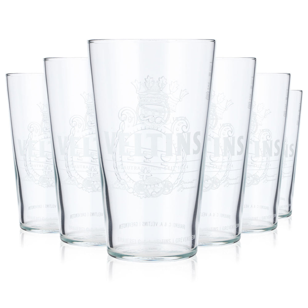 6x Veltins Bier Glas 0,5l Becher Logo wagerecht Rastal Bierglas Seidel (6er Set)