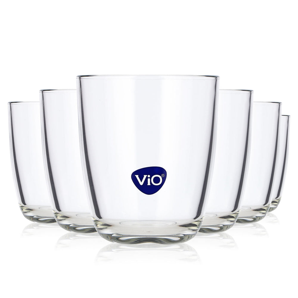 6x Vio Wasser Glas 0,55l Tumbler blaues Logo Whiskyglas Old Fashioned