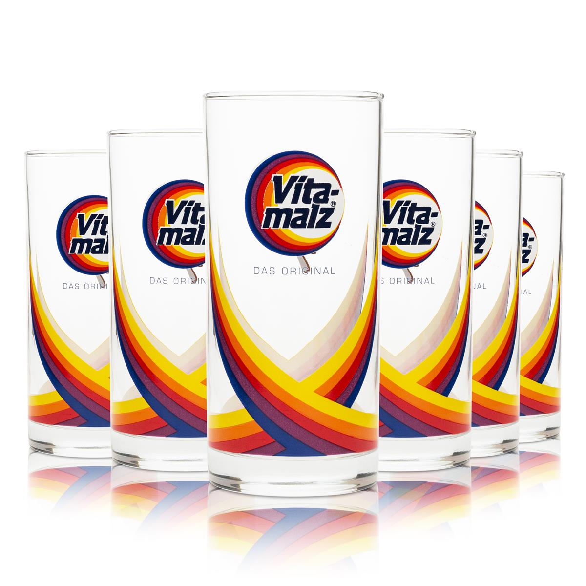 6x Vitamalz Bier Glas 0,2l bunt Longdrink