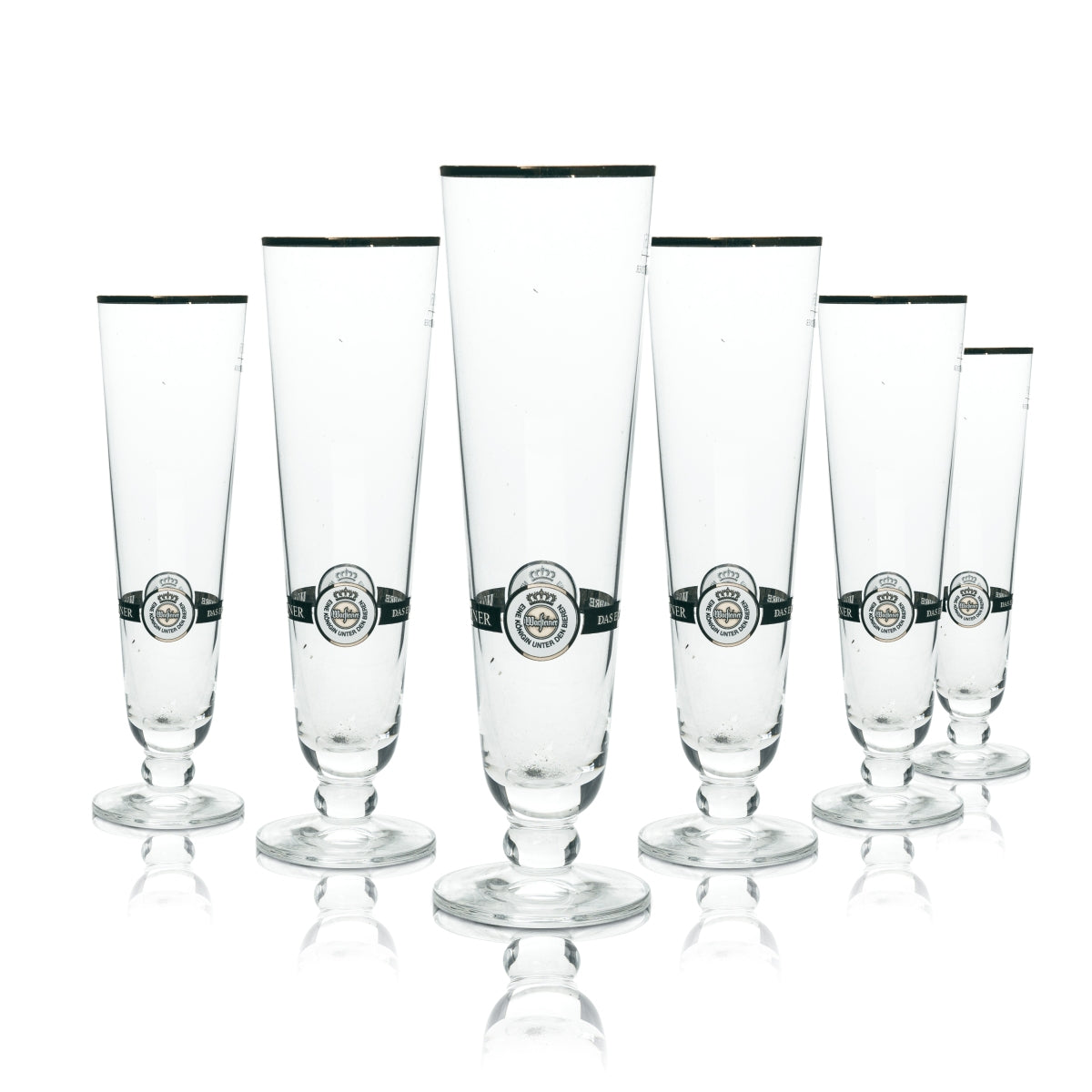 6x Warsteiner Bier Glas 0,25l Pokal Goldrand Pils Gläser Tulpe Stielglas Brauer