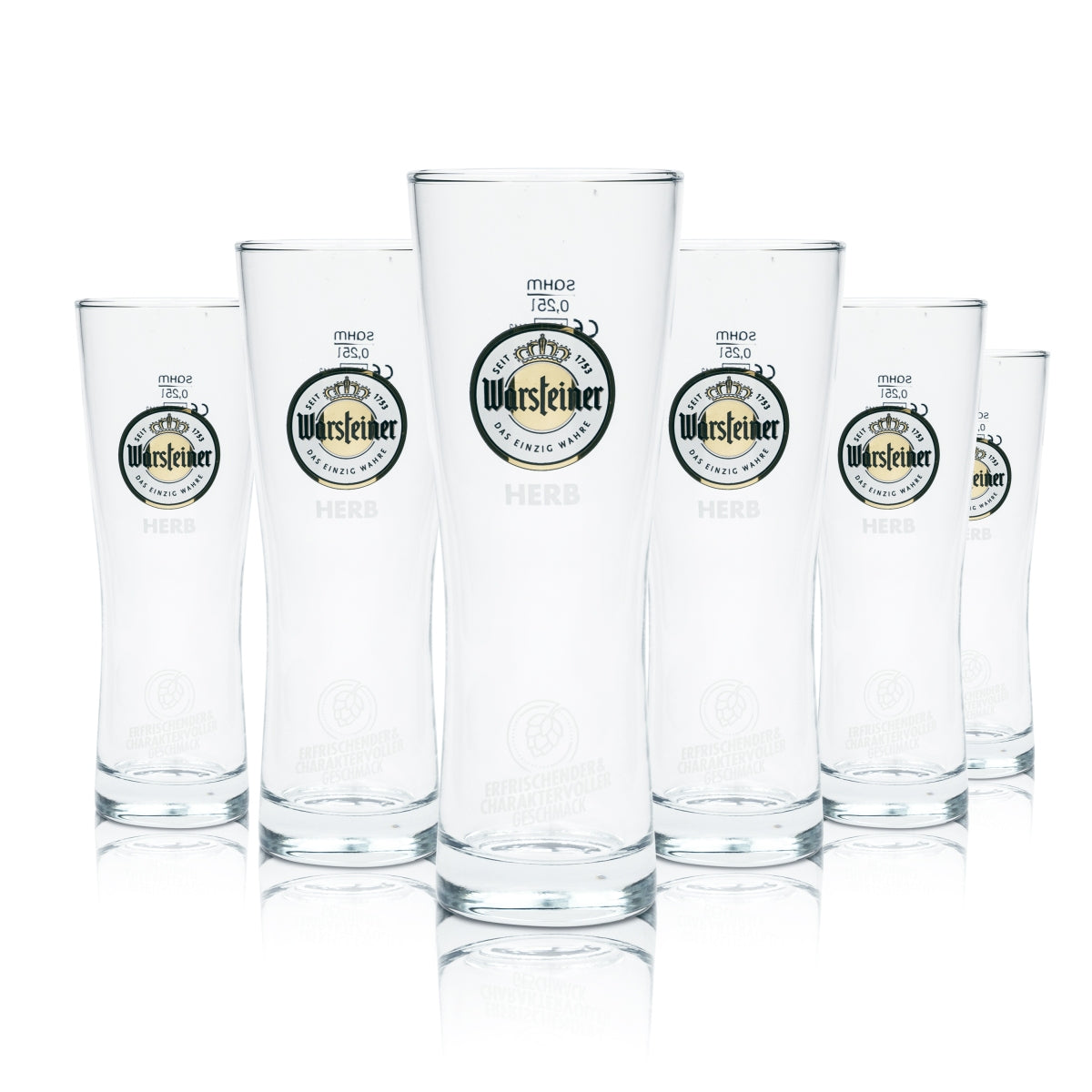 6x Warsteiner Bier Glas 0,25l Pokal Herb Cup Gläser Tulpe Stange Becher Willi