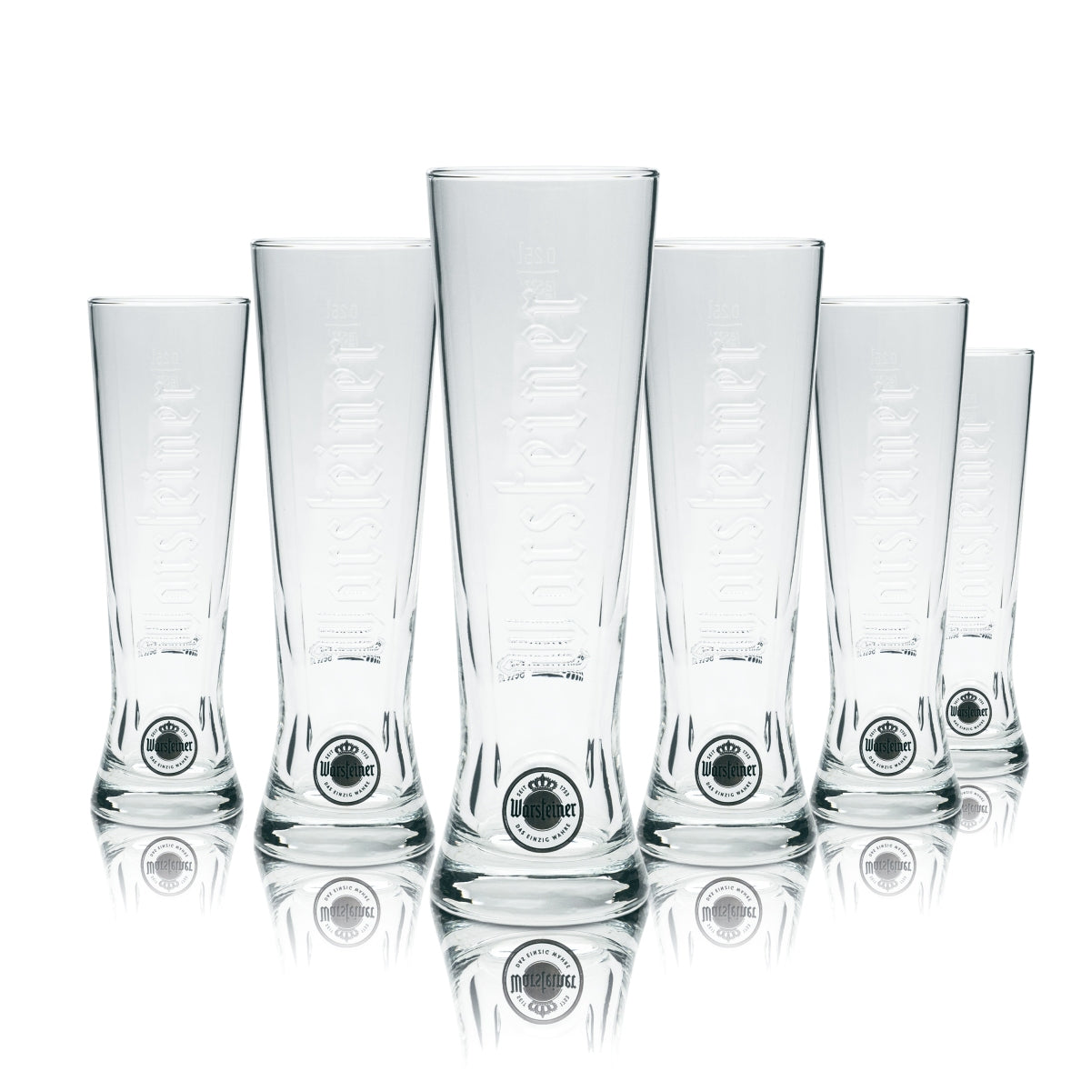 6x Warsteiner Bier Glas 0,25l Premium Cup Relief Pils Tulpe Gläser Pokal Beer
