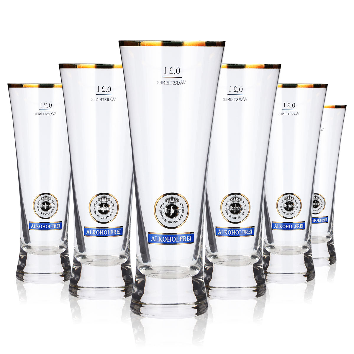 6x Warsteiner Bier Glas 0,2l Pokal Alkoholfrei Goldrand