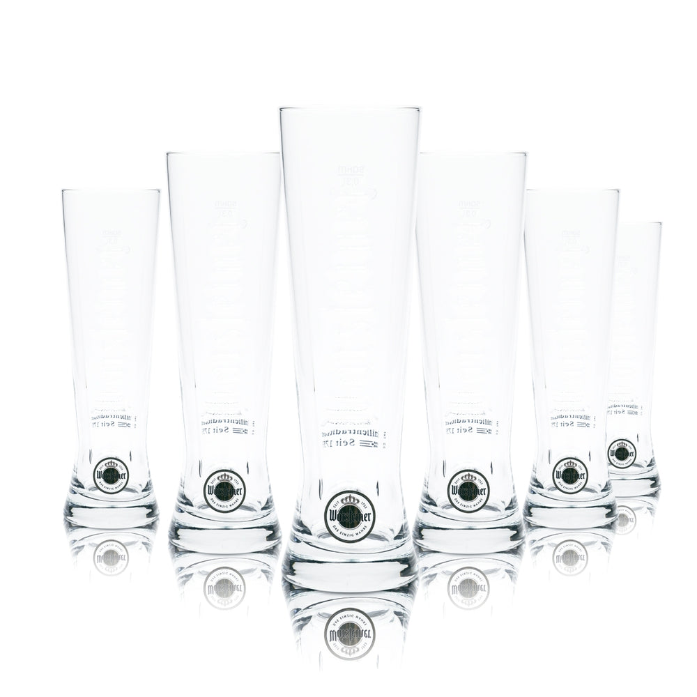 6x Warsteiner Bier Glas 0,3l Premium Cup Gläser Becher Relief Pokal Tulpe Stange