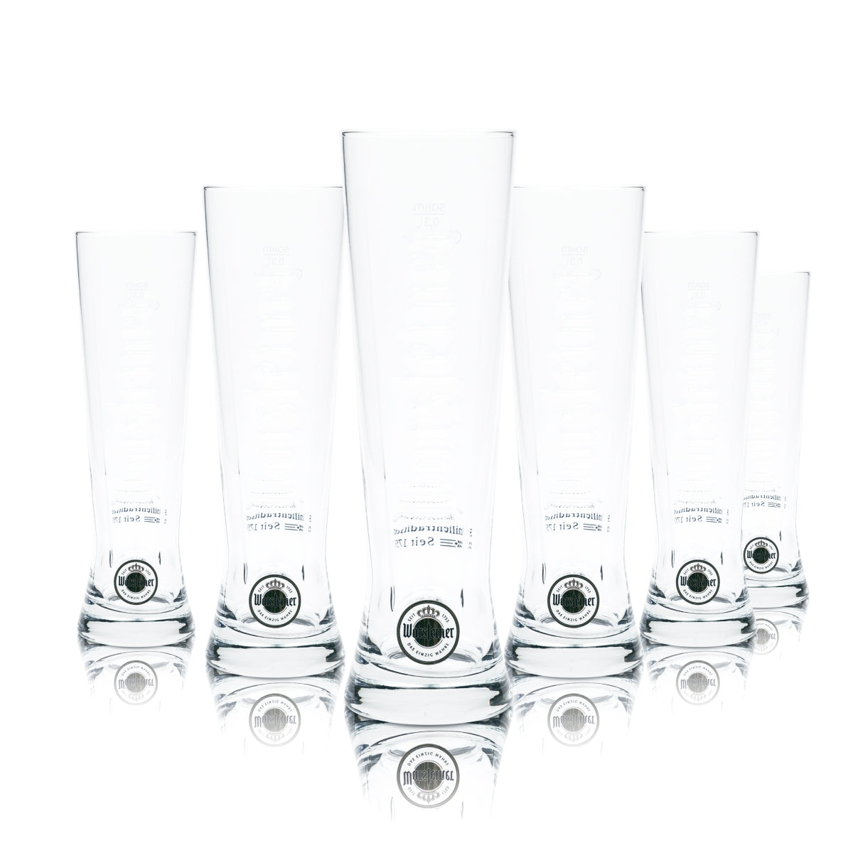 6x Warsteiner Bier Glas 0,3l Premium Cup Gläser Becher Relief Pokal Tulpe Stange