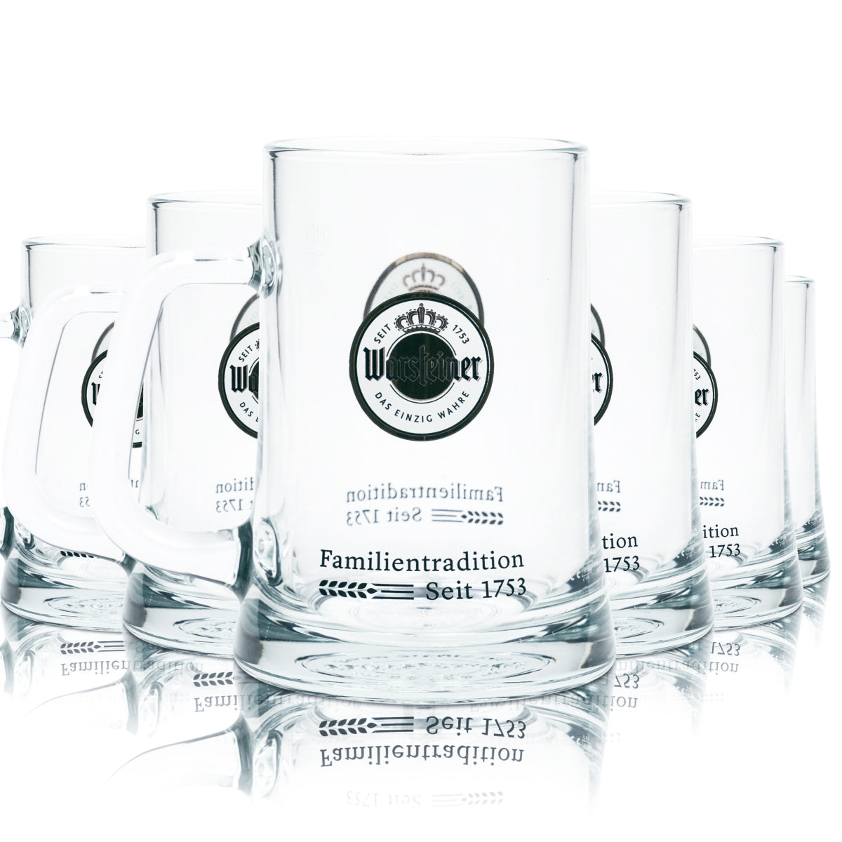 6x Warsteiner Bier Glas 0,5l Krug Party Seidel Henkel Gläser Krüge Brauerei Beer