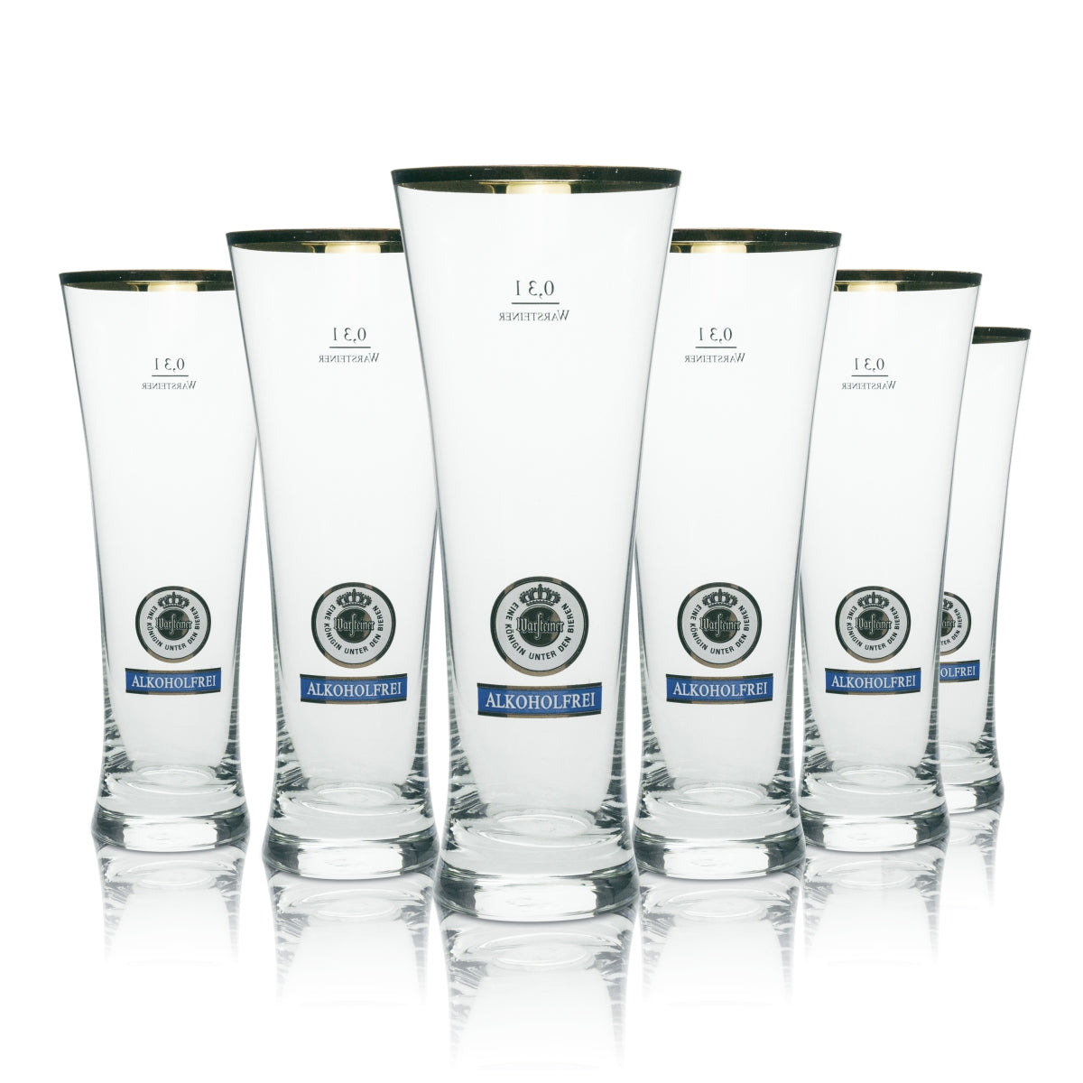 6x Warsteiner Bier Glas Alkoholfrei 0,3l Goldrand