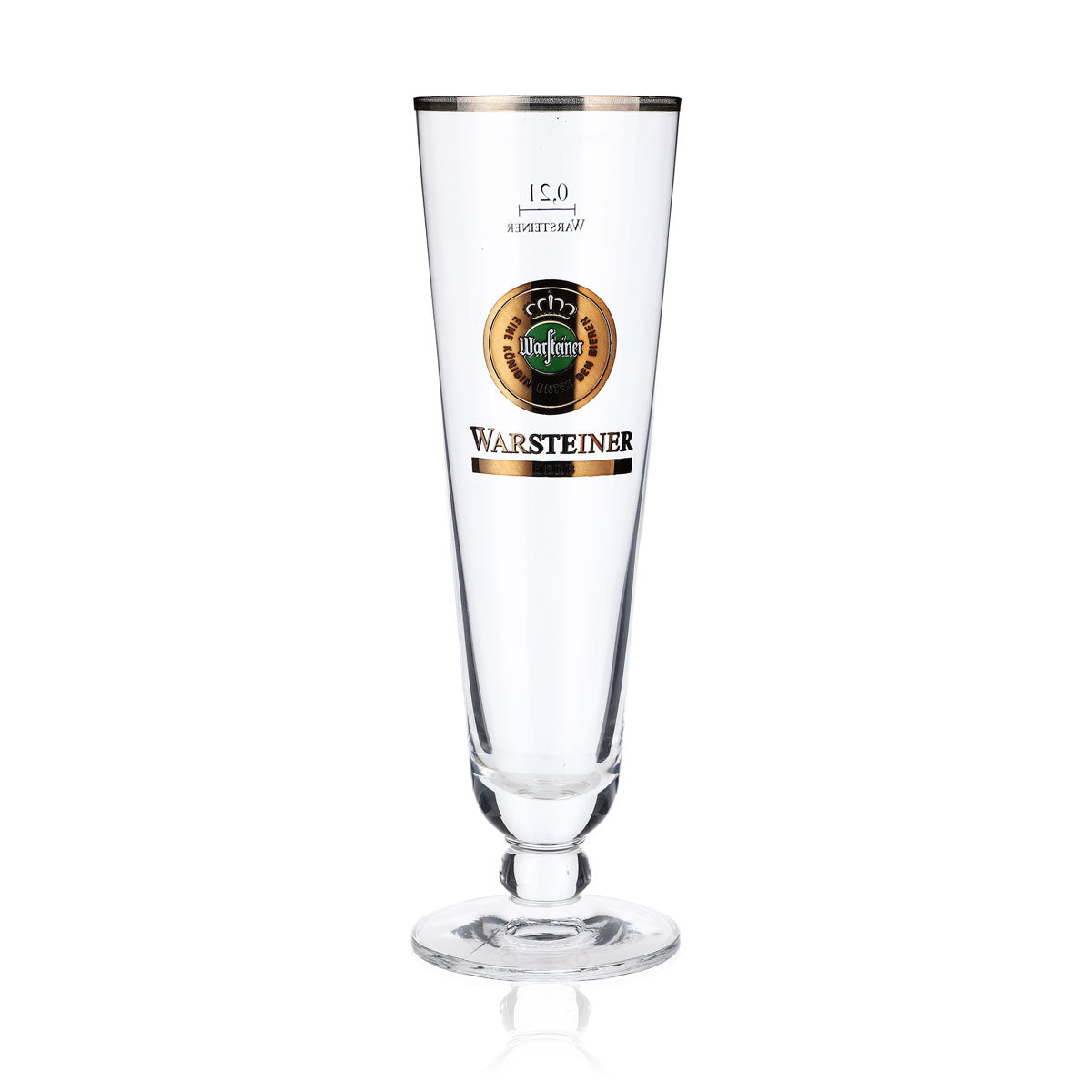 6x Warsteiner Bier Glas Gläser 0,2l Pokal grünes Logo "Herb" Silberrand – Ansicht 2